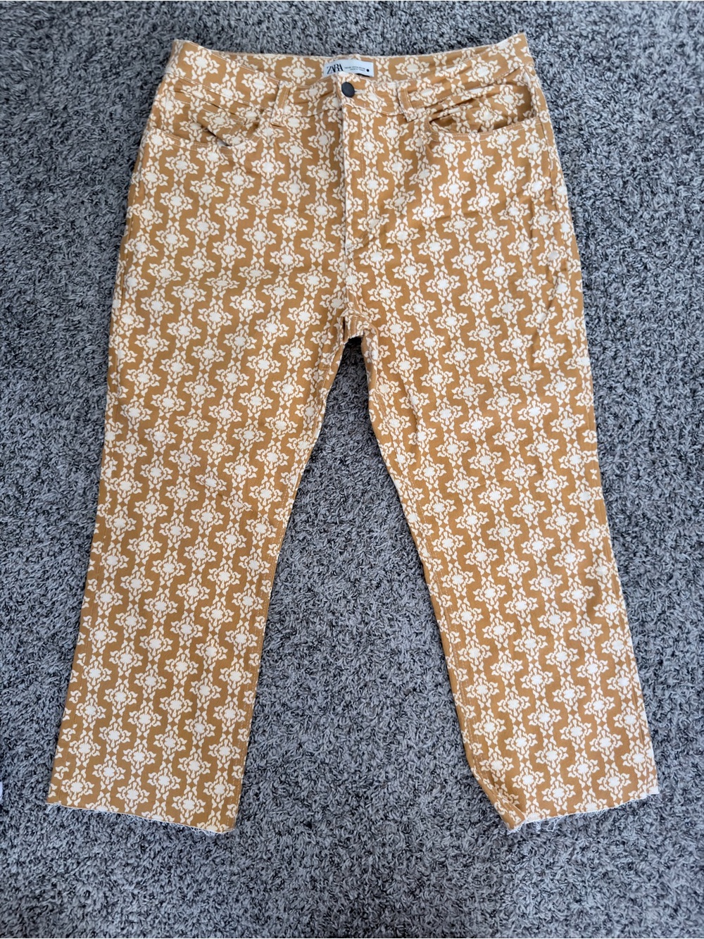 Zara Mustard Floral-Patterned Men’s Chinos